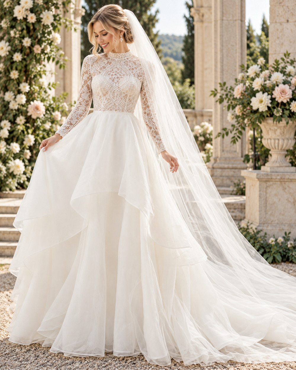 Watters Wtoo Connelly Wedding Dress Size 12 Ivory Lace Long Sleeve NWT Sample